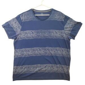 Old Navy Men XXL Soft-Washed T-Shirt Blue Wave Stripe Short Sleeve Crew Neck Tee